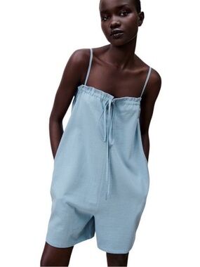 Zara Spaghetti-Strap Romper with POCKETS